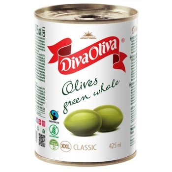 Оливки Diva Oliva зеленые XXL с/к 425мл - купить, цены на ULTRAMARKET - фото 1