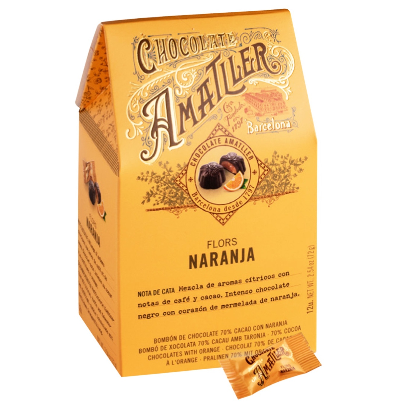 

Конфеты Chocolate Amatller шоколадные с апельсиновой начинкой 72г