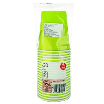 Actuel Glass Cardboard Disposable Green 250ml 20pcs - buy, prices for Auchan - photo 1