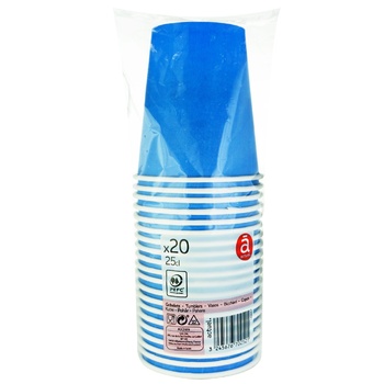 Actuel Glass Cardboard Disposable Blue 250ml 20pcs - buy, prices for Auchan - photo 1