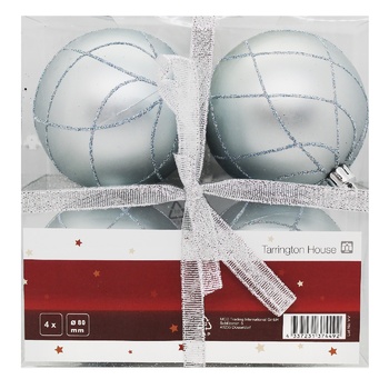 Tarrington House Set of Balls for Christmas Tree Blue 4pcs 80mm - buy, prices for - photo 1