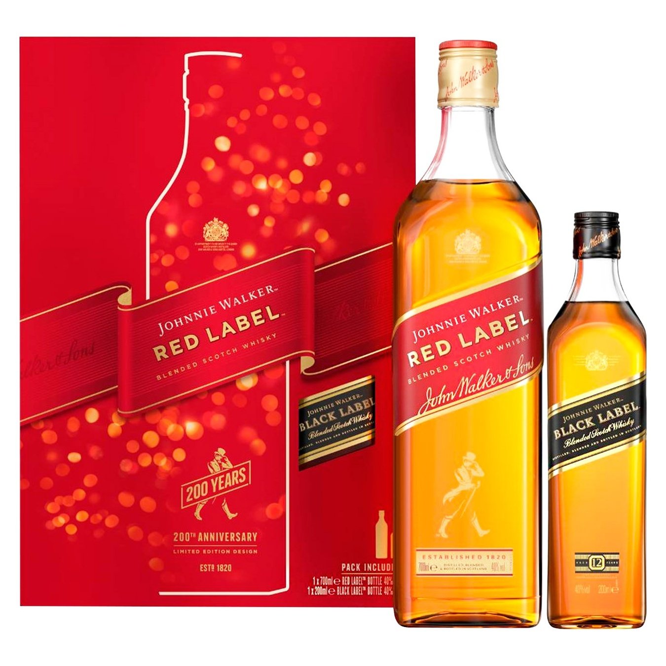 

Виски Johnnie Walker Red Label 40% 0.7л + Black Label 40% 0.2л картонная упаковка