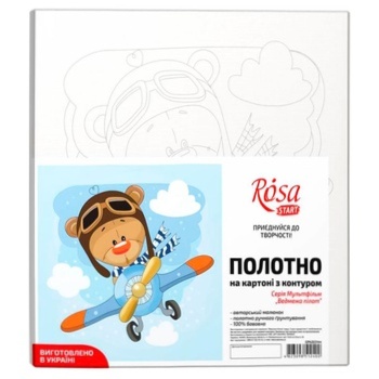 Rosa Start Bear Pilot Canvas on Cardboard With Contour 20х20cm