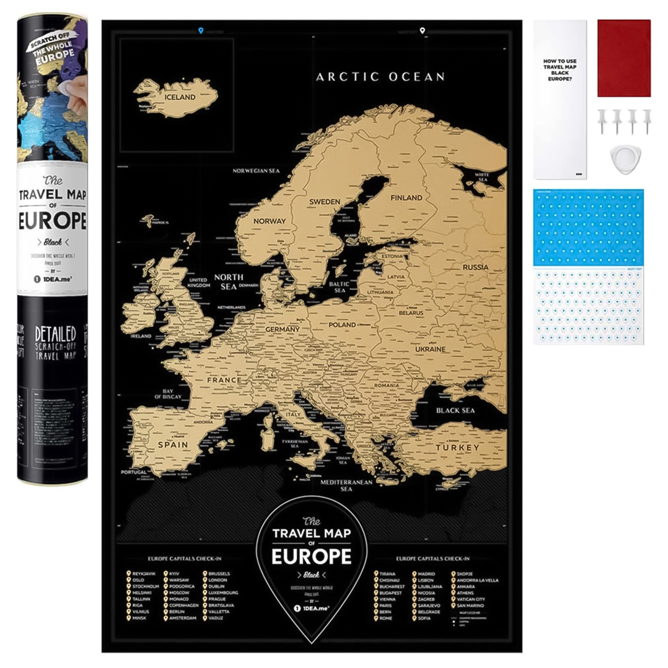 

Скретч-карта Европы 1DEA.me Travel Map Black Europe