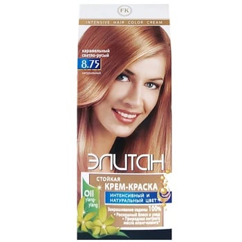 Elitan #8.75 Caramel Light Blond Hair Color Cream - buy, prices for EKO Market - photo 1