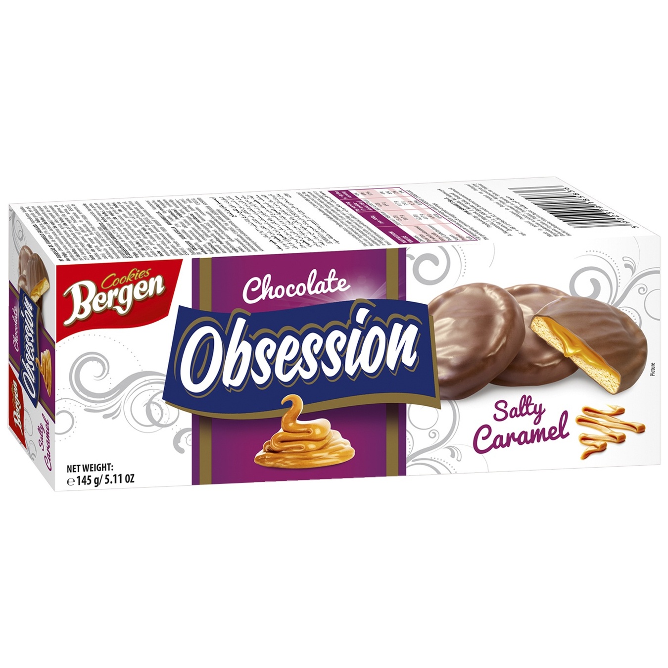 

Печенье Bergen Obsession с соленой карамелью 145г