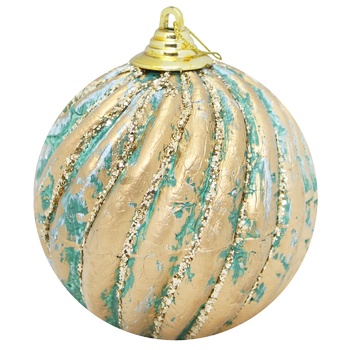 Christmas decoration Ball turquoise-gold 10cm - buy, prices for MegaMarket - photo 1