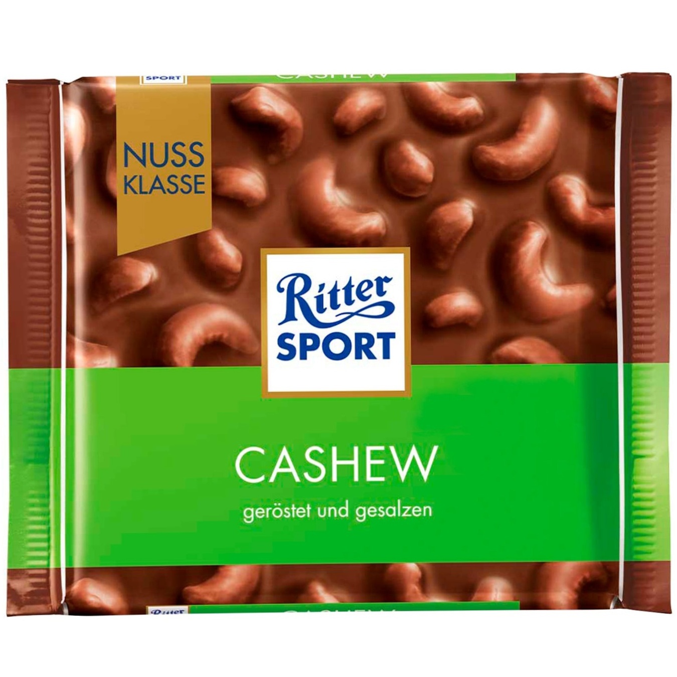 

Шоколад молочный Ritter Sport с орехами кешью 100г