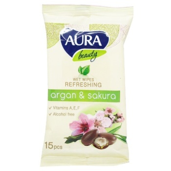 Салфетки влажные Aura Beauty освежающие 15шт - купить, цены на ЕКО Маркет - фото 1