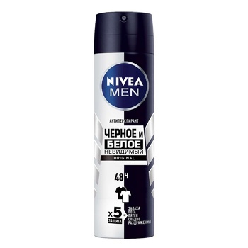 Антиперспірант Nivea Men Чорне та біле Невидимий аерозольний 150мл - купити, ціни на ЕКО Маркет - фото 3