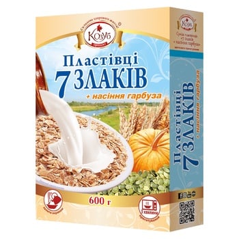 Пластівці Козуб 7 злаків + насіння гарбуза 600г