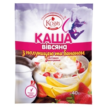 Каша Козуб вівсяна з полуницею і бананом 40г