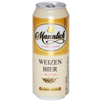 Пиво Mannlich Hefeweizen светлое нефильтрованное 5,1% 0,5л - купить, цены на NOVUS - фото 1