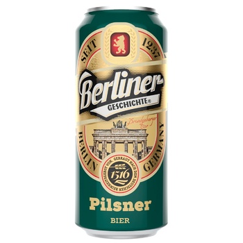 Пиво Berliner Geschichte Pilsner 1237 світле фільтроване 4,8% 0,5л - купити, ціни на Auchan - фото 1