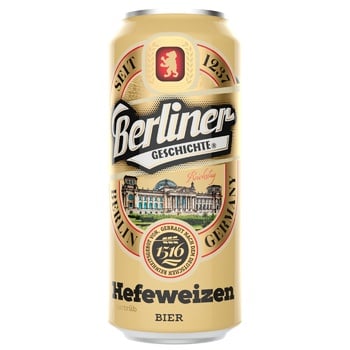 Пиво Berliner Geschichte Hefeweizen світле нефільтроване 5,2% 0,5л - купити, ціни на Auchan - фото 1