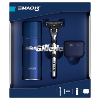 Подарунковий набір Gillette Mach3 бритва + гель для гоління + дорожній чохол - купити, ціни на METRO - фото 1