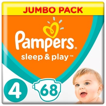 Подгузники Pampers Sleep & Play размер 4 Maxi 9-14кг 68шт - купить, цены на NOVUS - фото 1