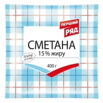 Сметана Первый Ряд 15% 400г - купить, цены на ЕКО Маркет - фото 1