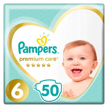 Подгузники Pampers Premium Care размер 6 Extra Large 13+кг 50шт - купить, цены на METRO - фото 1