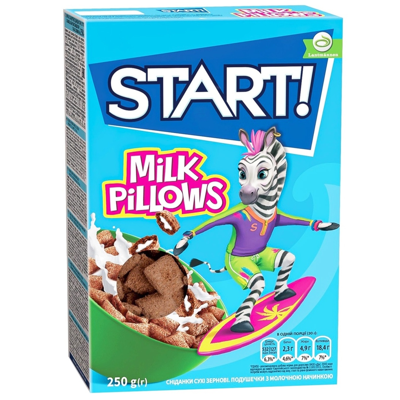

Сухие завтраки Start! подушечки с молочной начинкой 250г