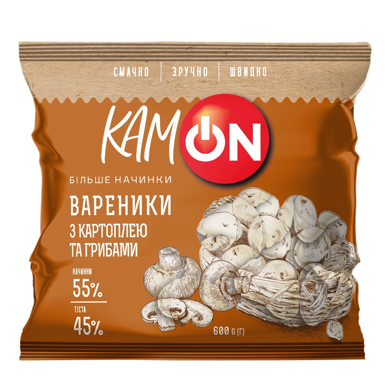 

Вареники КамOn с картошкой и грибами 600г