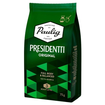 Natural ground medium roasted coffee Paulig President 75g Finland - buy, prices for Vostorg - photo 1