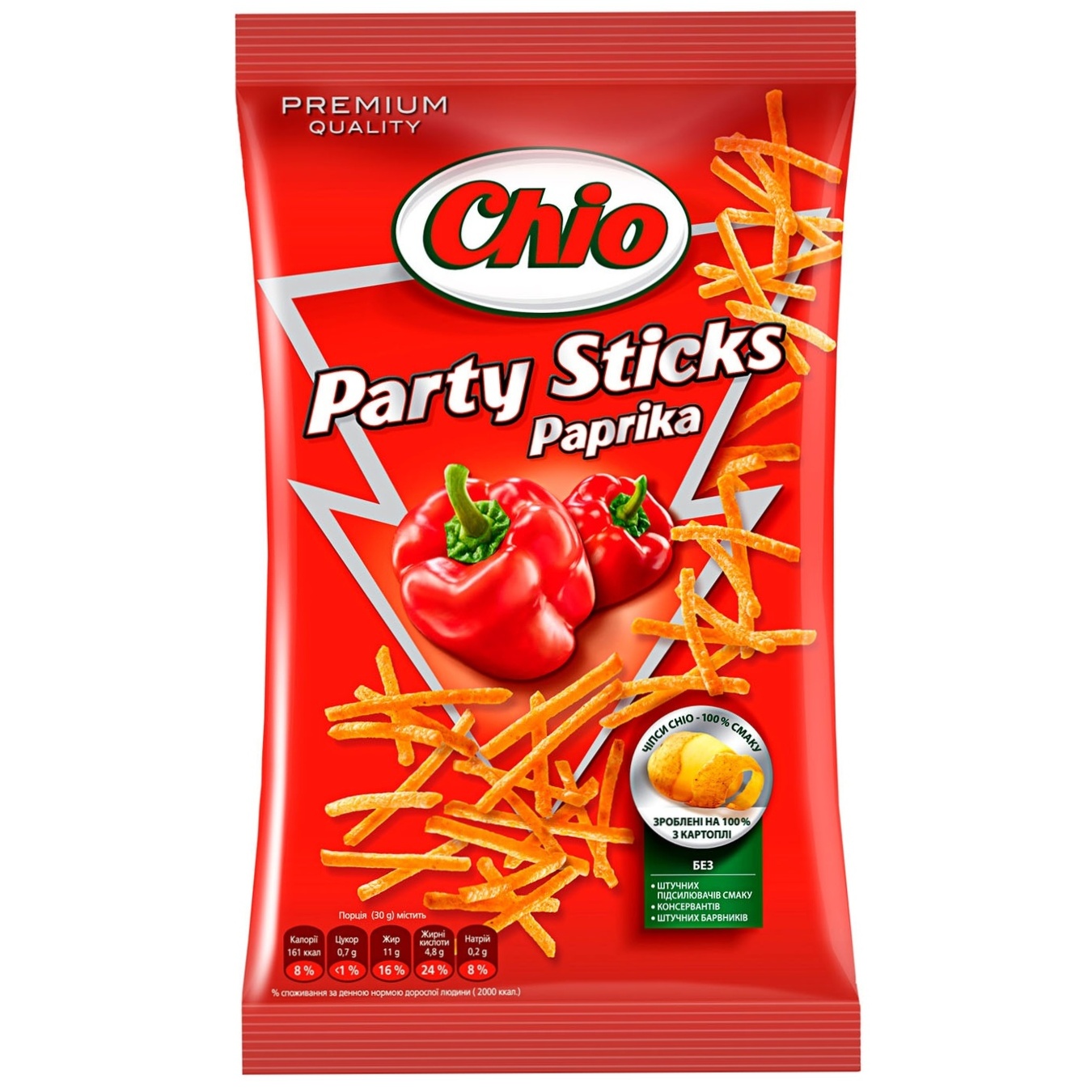 

Чипсы Chio Party Sticks картофельные со вкусом паприки соломкой 70г