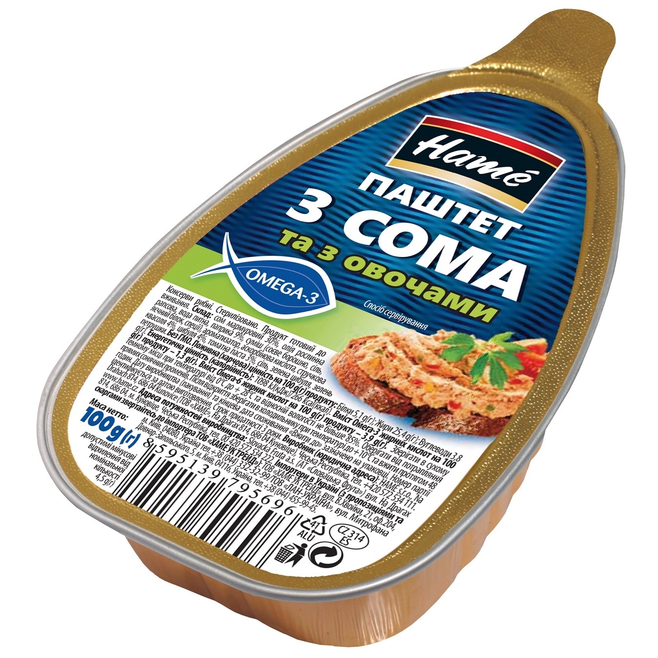 

Паштет Hame из сома и с овощами 100г