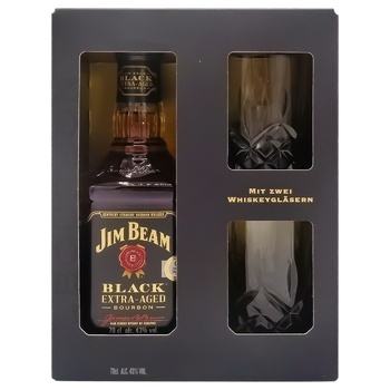 Бурбон Jim Beam Black 43% 0,7л + 2 склянки - купити, ціни на Auchan - фото 2