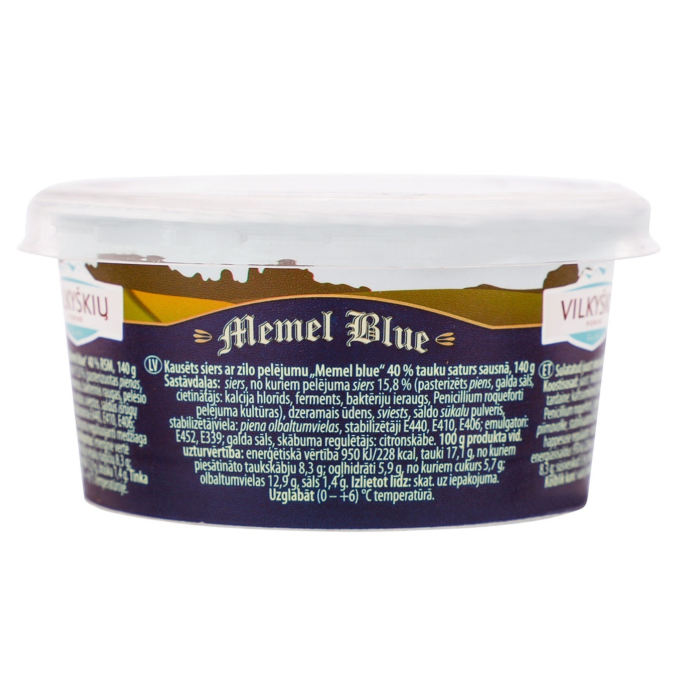 

Сыр Vilkyskiu Memel Blue с голубой плесенью 40% 140г