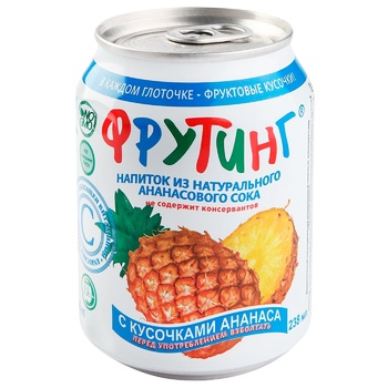 Non-alcoholic non-carbonated juice-containing drink of pineapple juice Fruiting can 238ml Russia - buy, prices for Vostorg - photo 1