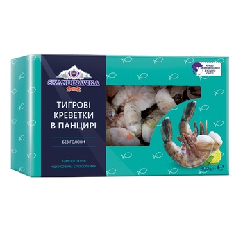 Креветки Skandinavika 21/25 черные тигровые замороженные 300г - купить, цены на Ашан - фото 1