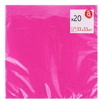 Actuel peper  two-ply pink napkins 20pcs 33x33cm - buy, prices for Auchan - photo 1