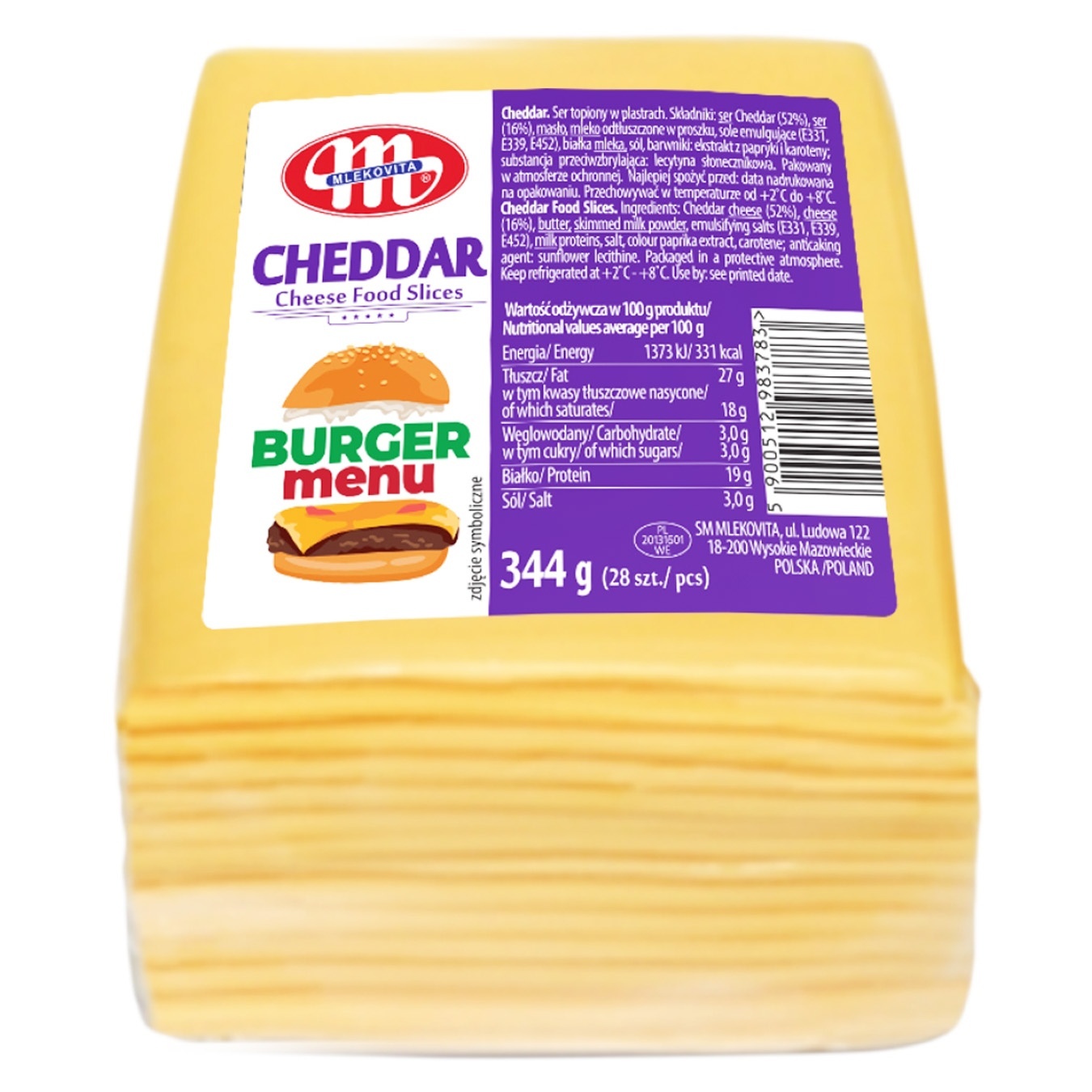 

Сыр плавленый Mlekovita Cheddar 28шт 344г