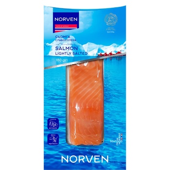 Сьомга Norven слабосолена філе-шматок 180г - купити, ціни на Auchan - фото 1