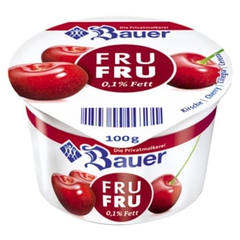 Йогурт Bauer Fru Fru Вишня 0,1% 100г - купити, ціни на МегаМаркет - фото 1