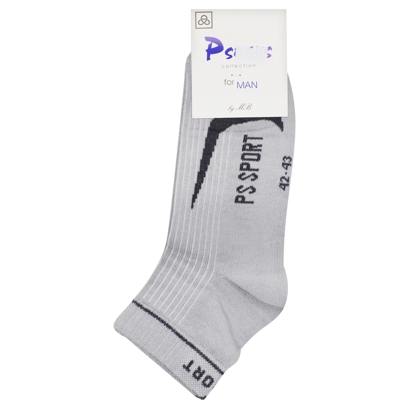 

Шкарпетки чол. PSocks Комфорт Спорт Лого р. 44-45 світло-сірі