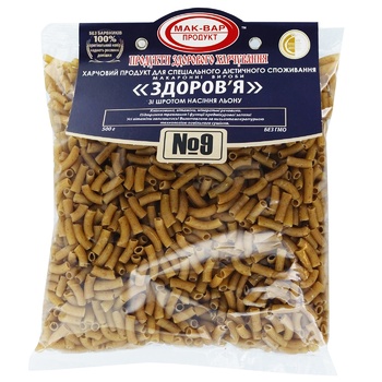 Mak-Var Pasta Zdorovya №9 with Flax Seeds 500g - buy, prices for Auchan - photo 1