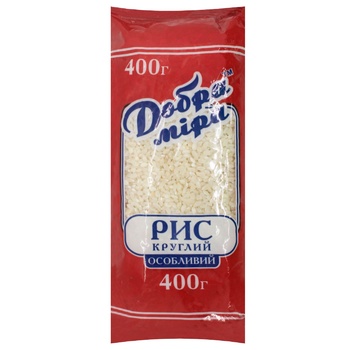 groats dobra mira round grain white 400g polyethylene packaging Ukraine - buy, prices for - photo 1