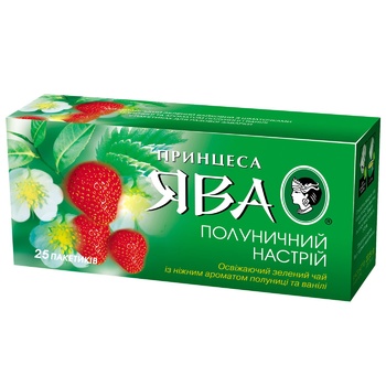 Чай зелений Принцеса Ява Полуничний настрій в пакетиках 1,5г х 25шт - купити, ціни на Чудо Маркет - фото 1
