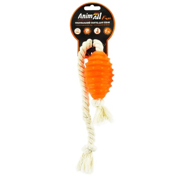 AnimAll Fun Grenade Toy with Rope Orange 8cm