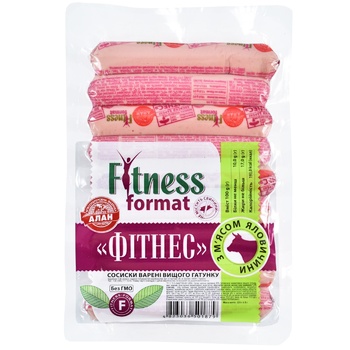 Alan Fitness Boiled Frankfurters High Grade 225g - buy, prices for COSMOS - photo 1