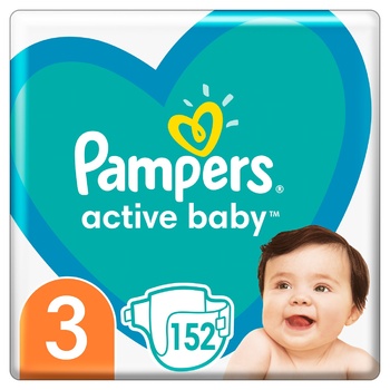 Pampers Active Baby Diapers Size 3 6-10kg 152pcs - buy, prices for - photo 1