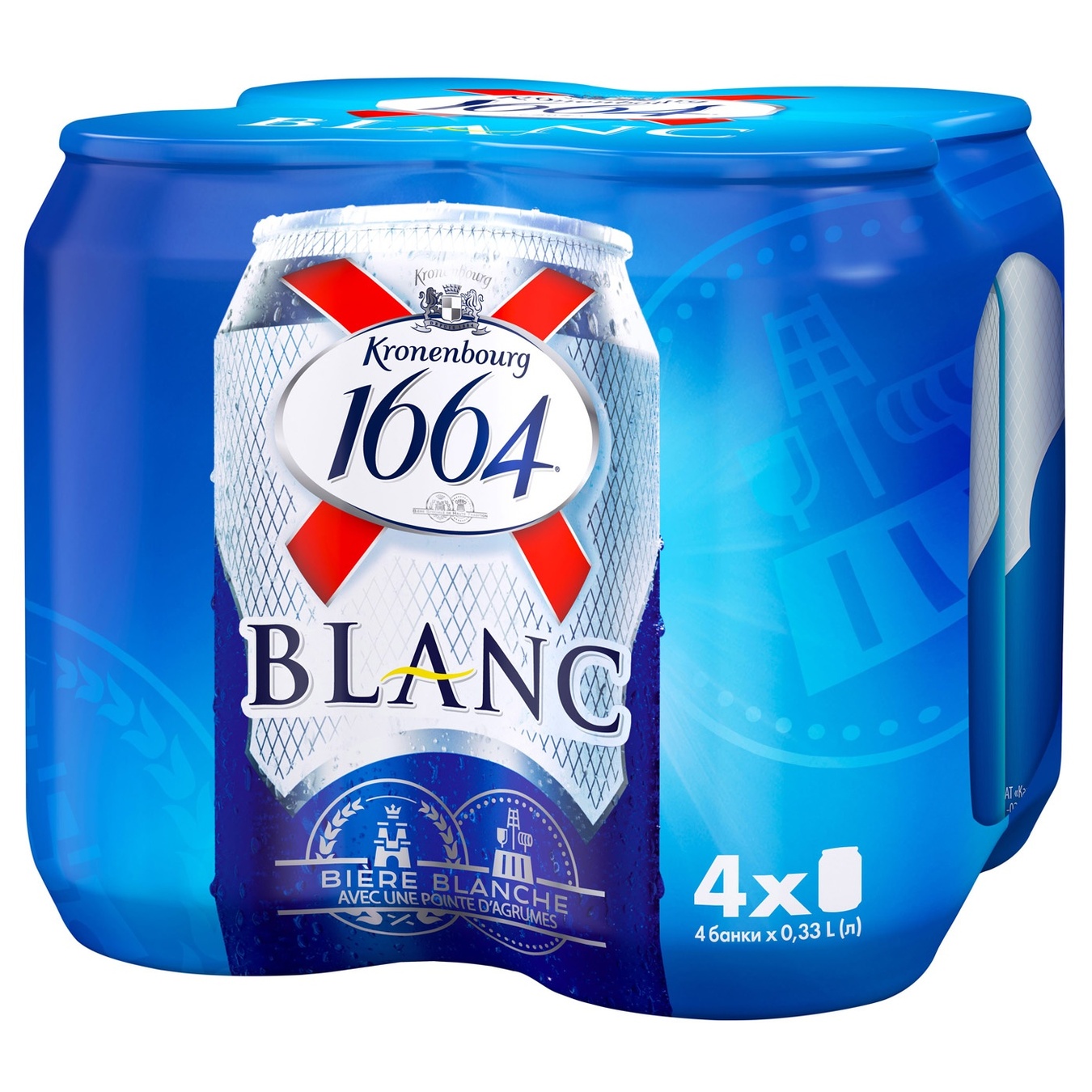 

Пиво Kronenbourg 1664 Blanc светлое нефильтрованное 4,8% 4шт х 0,33л