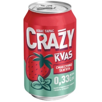 Kvas Taras Crazy Kvas Taste of Wild Strawberry & Mint 0.33l - buy, prices for MegaMarket - photo 1