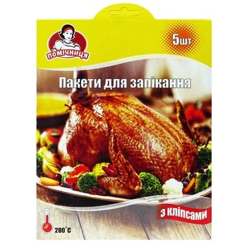 Пакет для запекания Помощница c клипсами 30*40см 5шт - купить, цены на Auchan - фото 1