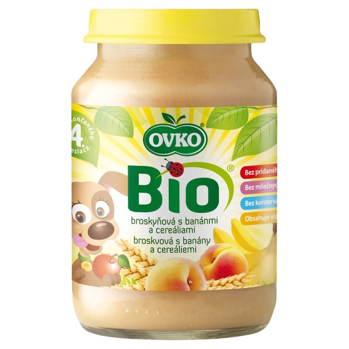 

Пюре Ovko Bio банан персик и злаки 190г