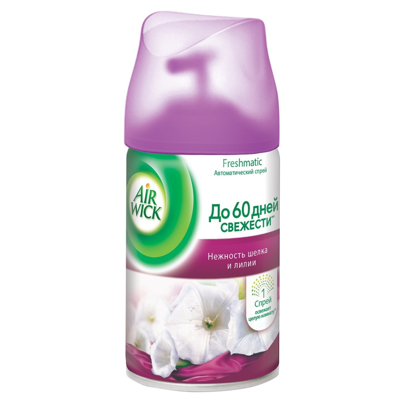 

Сменный аэрозольный баллон к Air Wick Freshmatic Нежность шелка и лилии 250мл
