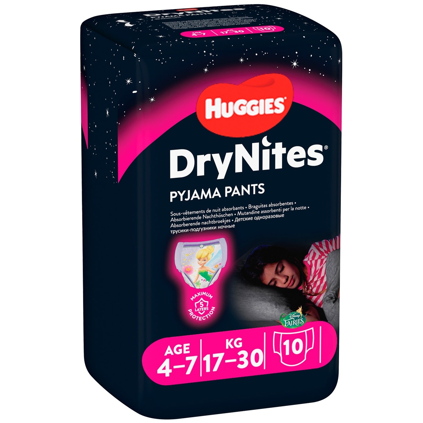 

Ночные трусики-подгузники Huggies DryNites для девочек 4-7лет 10шт