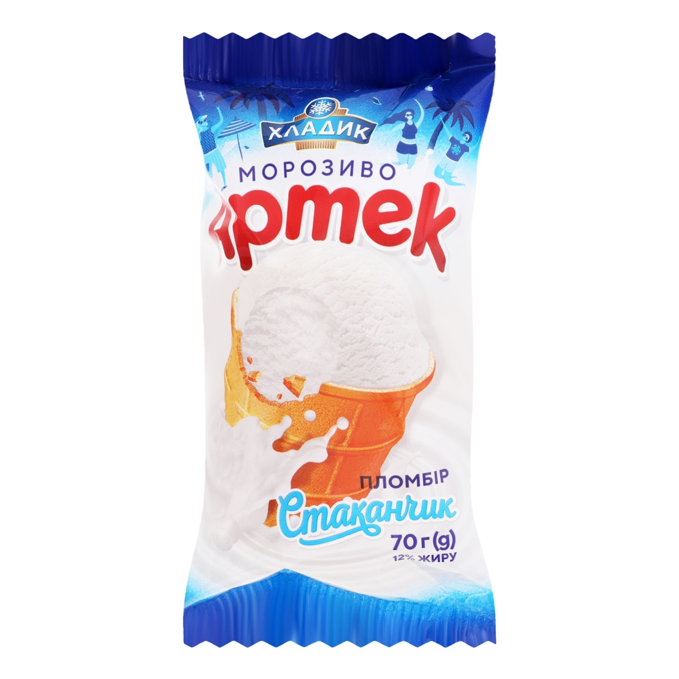 

Мороженое Хладик Артек пломбир в вафельном стаканчике 70г